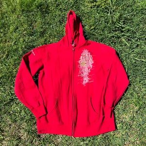 Harley Davidson Women's Graphic Hooded Red Full Zip Jacket #R777